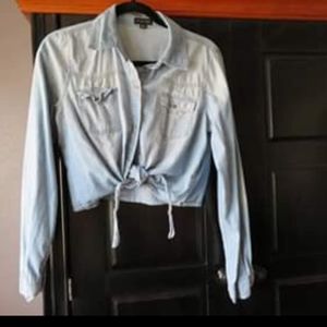 Womens Denim Cropped Long Sleeve Size Large